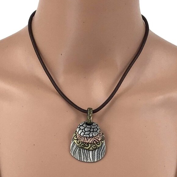 Lia Sophia Necklace Multi Tone Pendant Adjustable Length - Picture 5 of 5